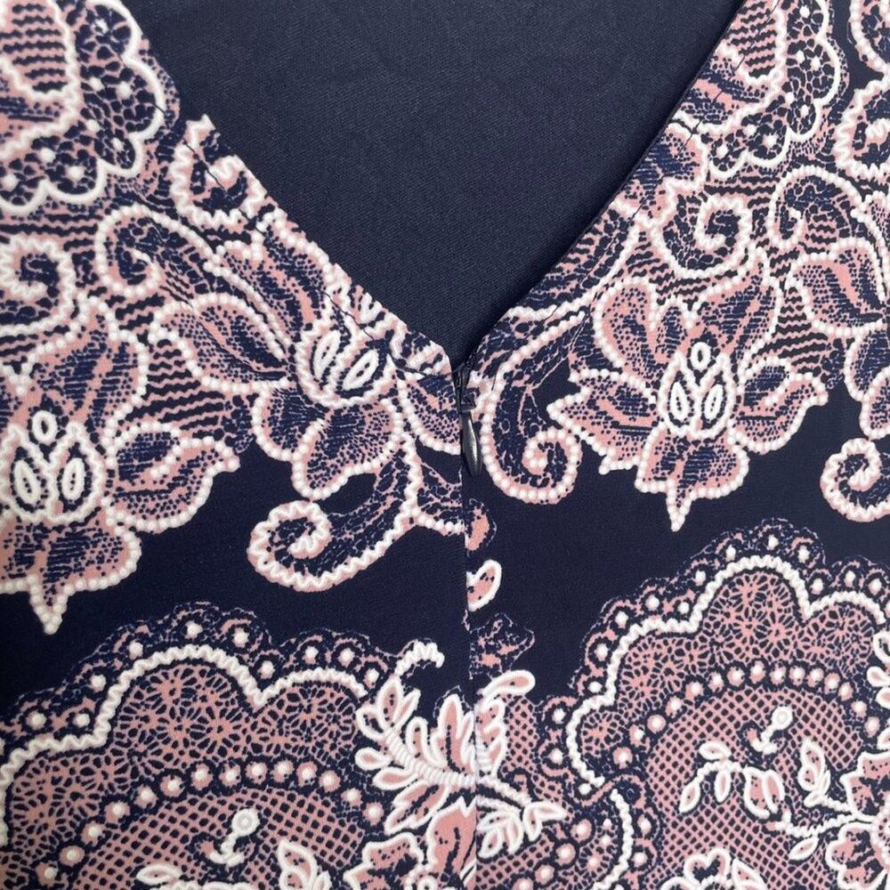RN Studio Womens Dress Sz 4P Petite Blue Paisley Short Sleeve Lined Causal Wear - Picture 12 of 14